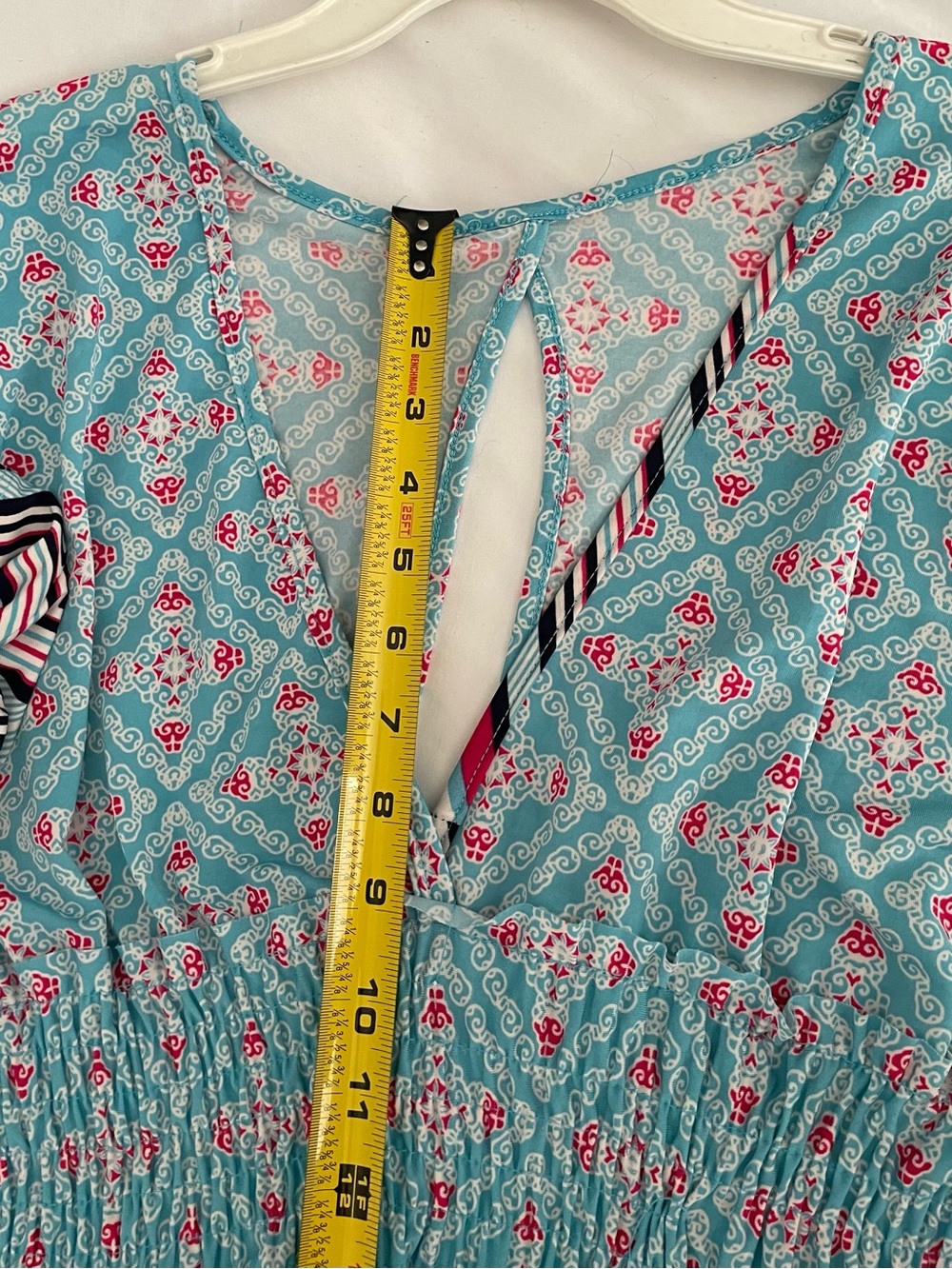 Colorful Teal Pink Patterned Women’s Swim Coverup Dress - Picture 7 of 9